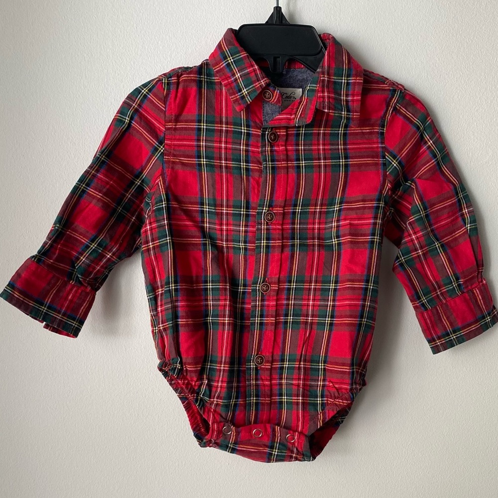 Christmas theme button down shirt for baby 9 months